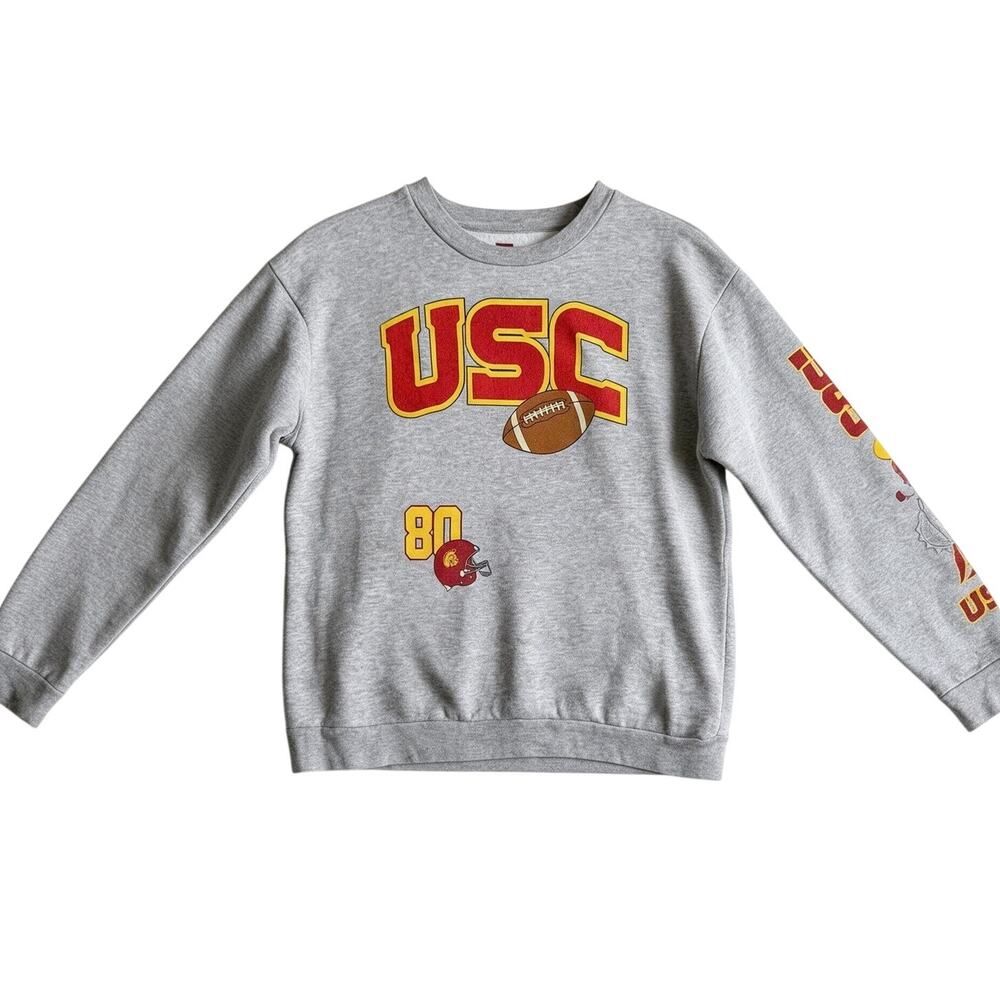 USC Retro Graphic Sweatshirt Pullover Ripple Junction Women's Medium Gray
